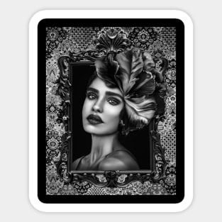 BLACK AND WHITE Ladies Fine Art HomeDecor Wall Art Digital Prints Artwork Illustration Fine Sticker